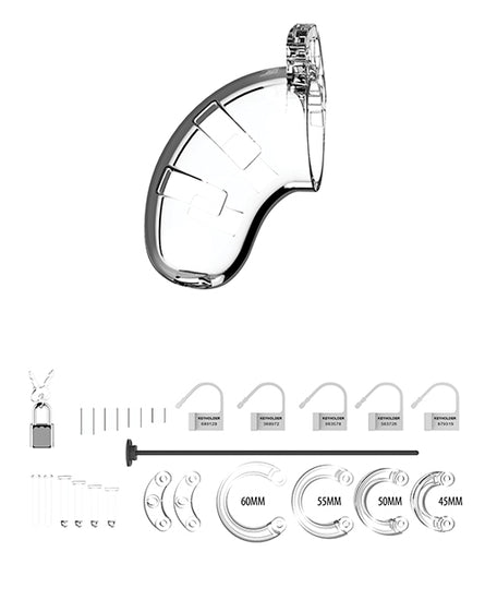 Shots Man Cage 3.5" w/Silicone Urethral Sounding - Clear - Empower Pleasure