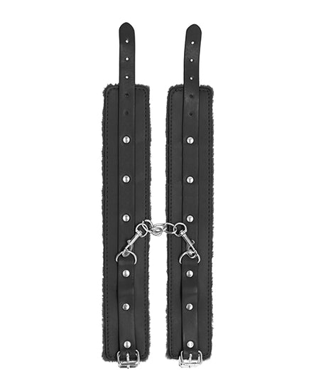 Shots Ouch Plush Leather Ankle Cuffs - Black - Empower Pleasure