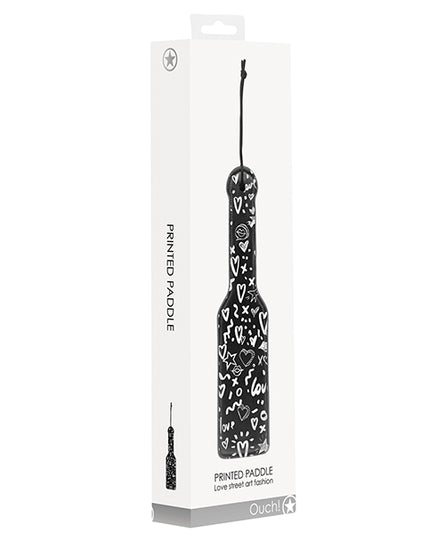 Shots Ouch Love Street Art Fashion Printed Paddle - Black - Empower Pleasure