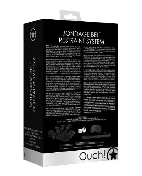 Shots Ouch Bondage Belt Restraint System - Black - Empower Pleasure