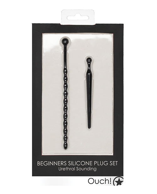 Shots Ouch Urethral Sounding Beginners Silicone Plug Set - Black - Empower Pleasure