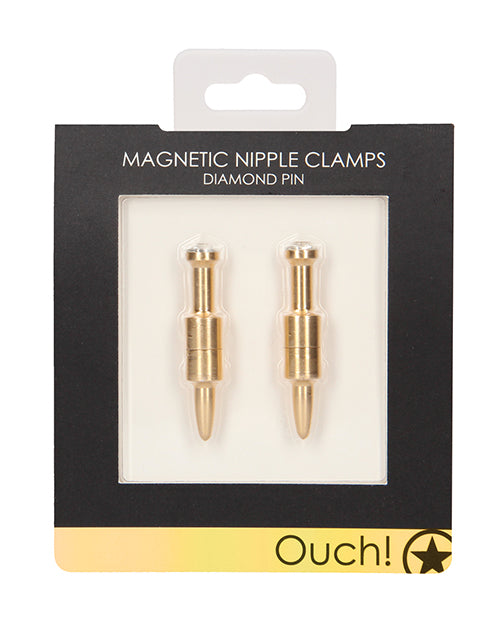 Shots Ouch Pin Magnetic Nipple Clamps - Gold - Empower Pleasure