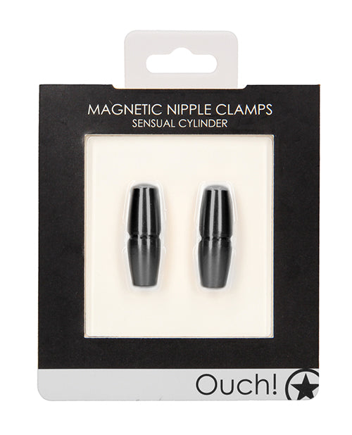 Shots Ouch Sensual Cylinder Magnetic Nipple Clamps - Black