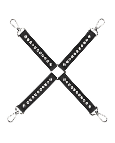 Shots Ouch Diamond Studded Hogtie - Black - Empower Pleasure