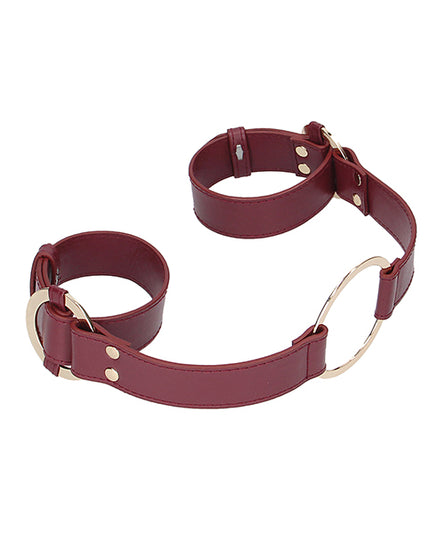 Shots Ouch Halo Handcuff w/Connector - Burgundy - Empower Pleasure