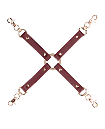 Shots Ouch Halo Hogtie Connector - Burgundy - Empower Pleasure