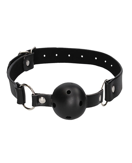 Shots Ouch Black & White Breathable Ball Gag w/Nipple Clamps - Black - Empower Pleasure