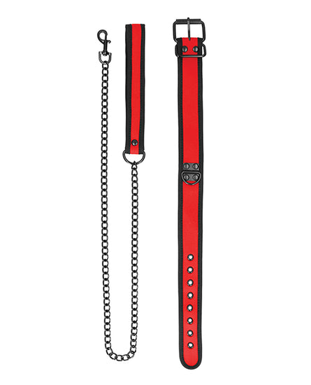 Shots Ouch Puppy Play Puppy Collar w/Leash - Red - Empower Pleasure