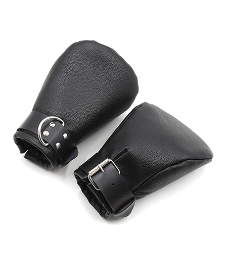 Shots Ouch Puppy Play Lined Fist Mitts - Black - Empower Pleasure
