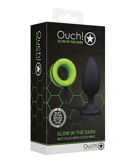 Shots Ouch Butt Plug w/Cock Ring - Glow in the Dark Shots Ouch Butt Plug w/Cock Ring - Glow in the Dark
