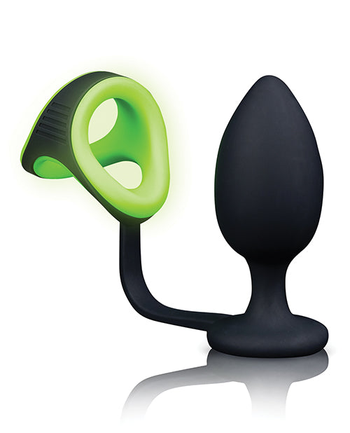 Shots Ouch Butt Plug w/Cock Ring & Ball Strap - Glow in the Dark - Empower Pleasure
