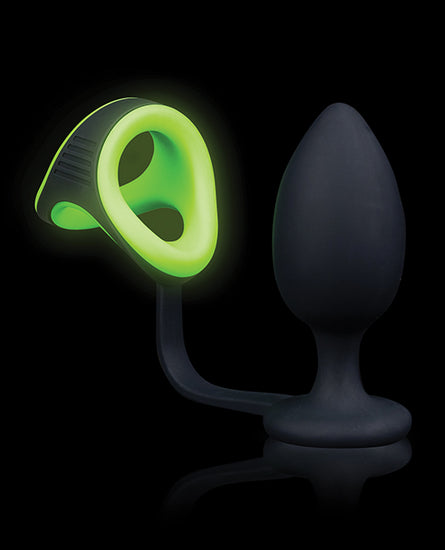 Shots Ouch Butt Plug w/Cock Ring & Ball Strap - Glow in the Dark - Empower Pleasure