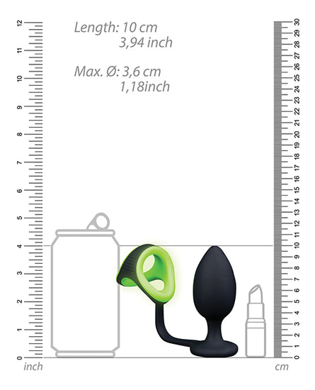 Shots Ouch Butt Plug w/Cock Ring & Ball Strap - Glow in the Dark - Empower Pleasure