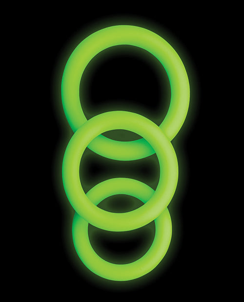 Shots Ouch 3 pc Cock Ring Set - Glow in the Dark - Empower Pleasure