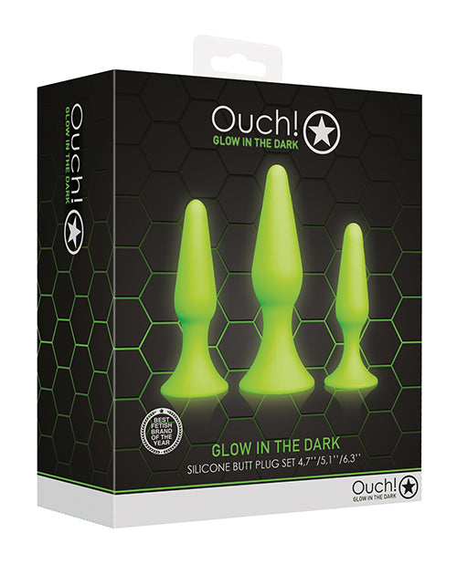 Shots Ouch Butt Plug Set - Glow in the Dark - Empower Pleasure