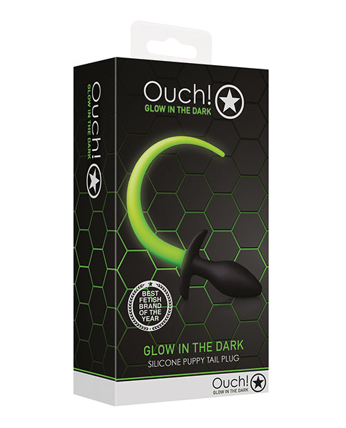 Shots Ouch Puppy Tail Plug - Glow in the Dark - Empower Pleasure