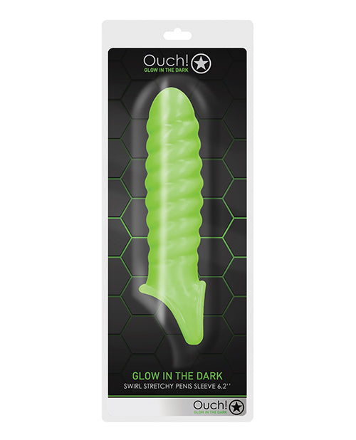 Shots Ouch Swirl Stretchy Penis Sleeve - Glow in the Dark