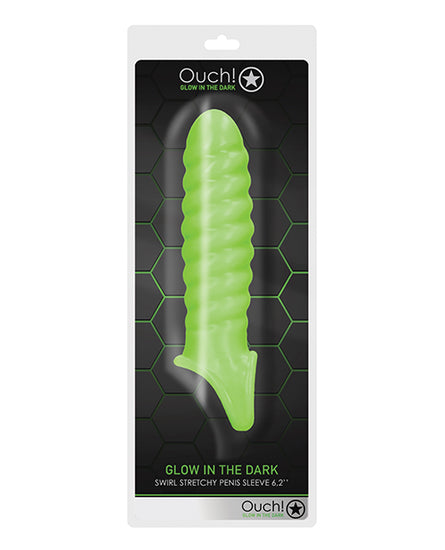 Shots Ouch Swirl Stretchy Penis Sleeve - Glow in the Dark - Empower Pleasure