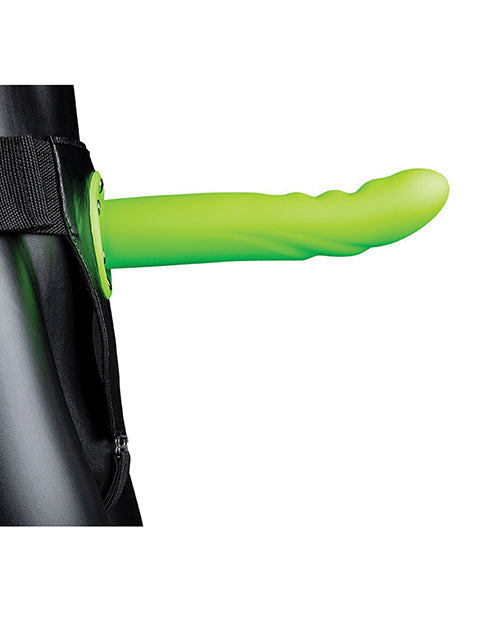 Shots Ouch 8" Textured Curved Hollow Strap On - Glow in the Dark - Empower Pleasure