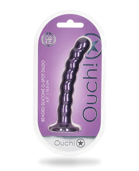 Shots Ouch 6.5" Beaded G-Spot Dildo - Metallic Purple - Empower Pleasure