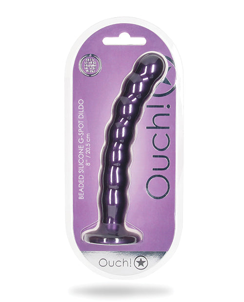 Shots Ouch 8" Beaded G-Spot Dildo - Metallic Purple - Empower Pleasure