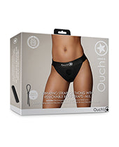 Shots Ouch Vibrating Strap On Thong w/Removable Rear Straps - Black M/L - Empower Pleasure