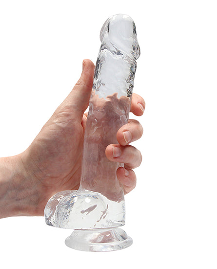 Shots RealRock Realistic Crystal Clear 8" Dildo w/Balls - Transparent Clear - Empower Pleasure