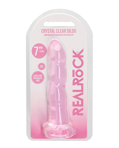 Shots RealRock Crystal Clear Non Realistic 7" Dildo  - Pink - Empower Pleasure