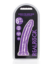 Shots RealRock 6" Slim Dildo Glow in the Dark - Neon Purple - Empower Pleasure