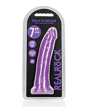 Shots RealRock 7" Slim Dildo Glow in the Dark - Neon Purple - Empower Pleasure