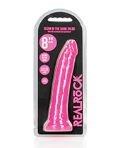 Shots RealRock 8" Slim Dildo Glow in the Dark - Neon Pink - Empower Pleasure