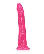 Shots RealRock 8" Slim Dildo Glow in the Dark - Neon Pink - Empower Pleasure