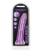 Shots RealRock 8" Slim Dildo Glow in the Dark - Neon Purple - Empower Pleasure