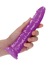 Shots RealRock 8" Slim Dildo Glow in the Dark - Neon Purple - Empower Pleasure