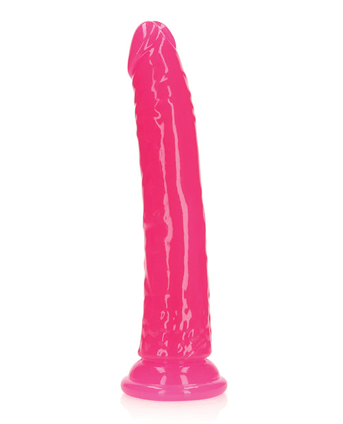 Shots RealRock 9" Slim Dildo Glow in the Dark - Neon Pink - Empower Pleasure