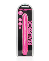 Shots RealRock 12" Double Dong Glow in the Dark - Neon Pink - Empower Pleasure