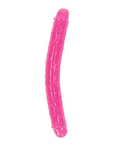 Shots RealRock 12" Double Dong Glow in the Dark - Neon Pink - Empower Pleasure