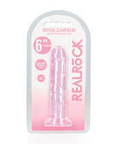 Shots RealRock Crystal Clear 6" Straight Dildo w/Suction Cup - Pink - Empower Pleasure
