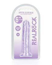 Shots RealRock Crystal Clear 6" Straight Dildo w/Suction Cup - Purple - Empower Pleasure