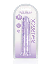Shots RealRock Crystal Clear 7" Straight Dildo w/Suction Cup - Purple - Empower Pleasure