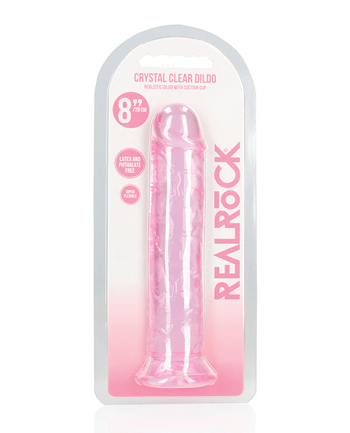 Shots RealRock Crystal Clear 8" Straight Dildo w/Suction Cup - Pink - Empower Pleasure
