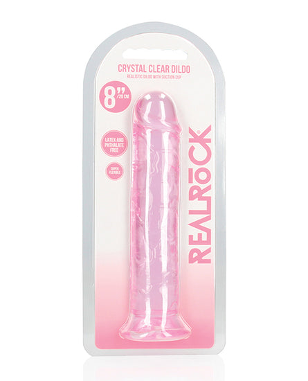 Shots RealRock Crystal Clear 8" Straight Dildo w/Suction Cup - Pink - Empower Pleasure