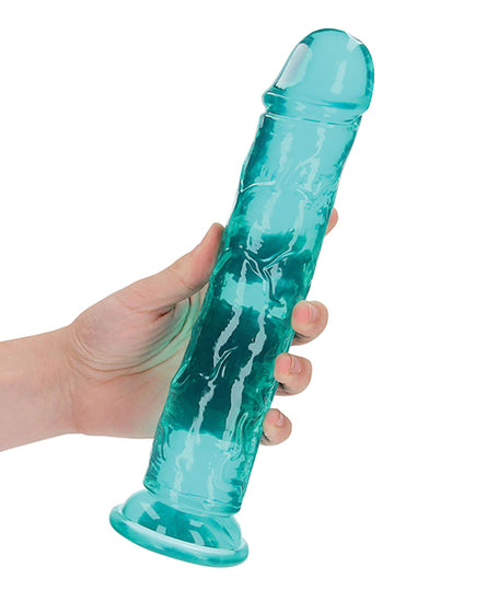 Shots RealRock Realistic Crystal Clear 10" Straight Dildo - Turquoise - Empower Pleasure