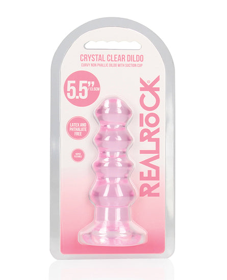 Shots RealRock Crystal Clear 5.5" Curvy Dildo/Butt Plug - Pink - Empower Pleasure