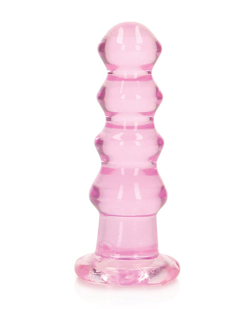 Shots RealRock Crystal Clear 5.5" Curvy Dildo/Butt Plug - Pink - Empower Pleasure