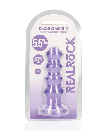 Shots RealRock Crystal Clear 5.5" Curvy Dildo/Butt Plug - Purple - Empower Pleasure