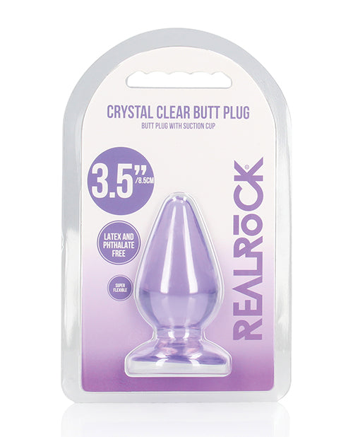 Shots RealRock Crystal Clear 3.5" Anal Plug - Purple - Empower Pleasure