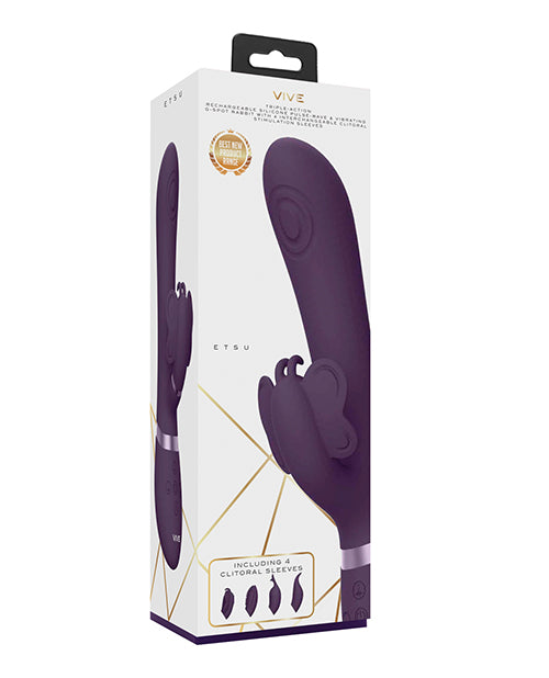 Shots Vive Etsu  Pulse G-Spot Rabbit w/Interchangeable Clitoral Attachments - Purple - Empower Pleasure