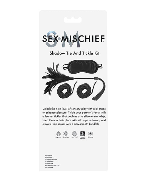 Sex & Mischief Shadow Tie & Tickle Kit - Black - Empower Pleasure