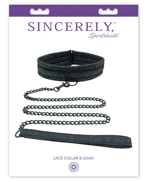 Sincerely Lace Collar & Leash - Black - Empower Pleasure